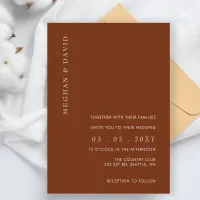 Simple Elegant Minimal Modern Terracotta Wedding   Invitation