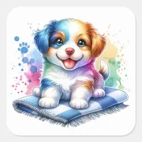 Cute Little Puppy Dog Square Sticker