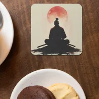 Warrior Spirit Samurai Sunset Meditation Square Paper Coaster