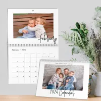 Modern Minimalist Script Family Photos 2024 Calendar