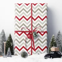 Red Tan Chevron Christmas Wrapping Paper