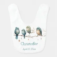 Whimsical Birds on Branches  Pastel Baby Shower Baby Bib