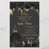 Budget Black Gold Princess SWEET 16  Invitation