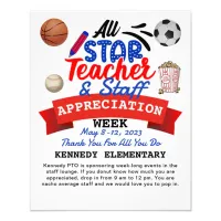 Teacher Appreciation Week All Star PTO Itinerary Flyer