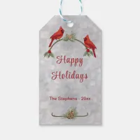 Winter Cardinals and Pines Gift Tag