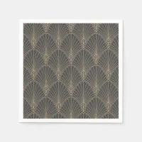 Grey & Gold Art Deco Fan Napkins