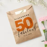 Modern Girly Orange 50 and Fabulous Favor Bag
