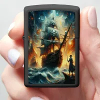 Pirate Ship Under Starry Skies Zippo Lighter