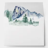 Rustic Watercolor Mountains Pine Winter Wedding Envelope