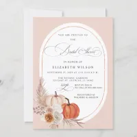 Boho Terracotta Pampas Pumpkins Fall Bridal Shower Invitation