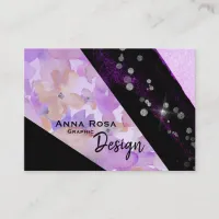 *~* Modern Floral Abstract Glitter Geometric Black Business Card