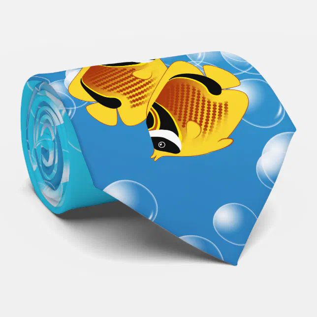 Raccoon Butterflyfish in Bubbly Water Tie