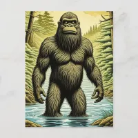 Bigfoot standing in Water Cartoon