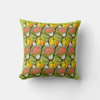 Pumpkins, Soup and Striped Background Throw Pillow