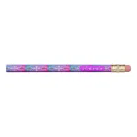 Cute Girly Whimsical Folk Art Pink Purple Blue Pencil