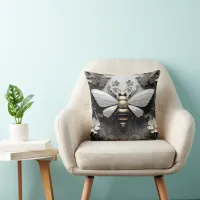 Golden Honeybee on Floral Canvas Throw Pillow