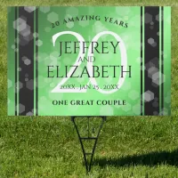 Elegant 20th Emerald Wedding Anniversary Yard Sign