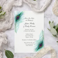 Elegant Peacock Feathers Wedding Invitation