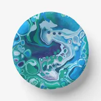 Blue and Green Digital Marble Fluid Art   Paper Bowls