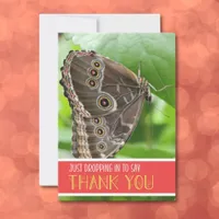 Tropical Butterfly Upside Down on Leaf Flat Thank You Card