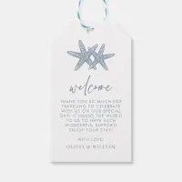 Starfish Dusty Blue Beach Wedding Welcome Gift Tags