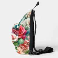 Whimsical Rose Pattern Sling Bag