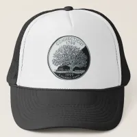 Faux Connecticut State Quarter Charter Oak Tree Trucker Hat