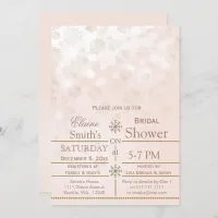 blush Gold snowflakes Winter Bridal shower Invite