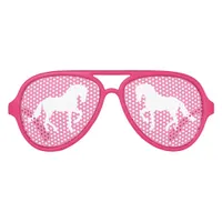 Galloping Horses Cute Pink Horse Rider Party Aviator Sunglasses