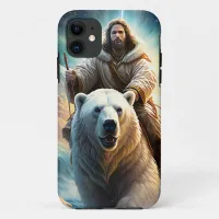 (AI Generated ) Jesus on a polar bear  iPhone 11 Case