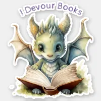  *~* Baby Dragon READING BOOKS devouring AP88 Sticker