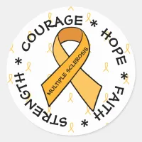 MS Multiple Sclerosis ORANGE Ribbon Sticker