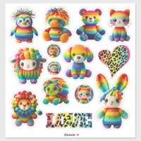 Rainbow Animals and Leopard Print Sticker Sheet