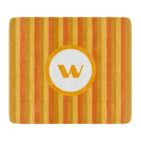 Rustic Orange Monogram & Stripes Cutting Board