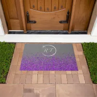 Silver initial monogram with purple glitter | doormat