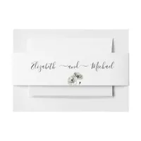 Simple Elegant Minimalism Black and White Poppies  Invitation Belly Band