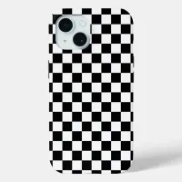 Black White Checker Pattern iPhone 15 Case