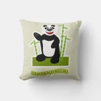 Panda-monium Panda Bear Cartoon Character Fun Throw Pillow