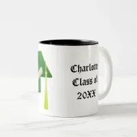 Graduation Green Cap Class of 20XX Add Name Two-Tone Coffee Mug