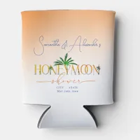 Tropical Beach Sunset Honeymoon Fund Couple Shower Can Cooler