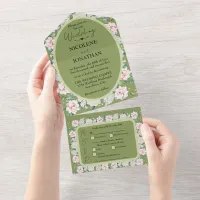 Elegant Floral Embrace Wedding All In One Invitation