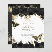 Budget Black Gold Butterfly Quincea&#241;era Invitation