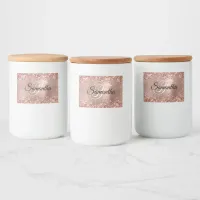 Glittery Rose Gold Glam Fancy Monogram Food Label