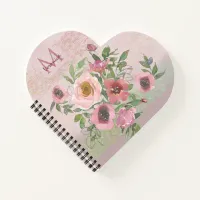 Pink floral Gradient Heart-Shaped Notebook
