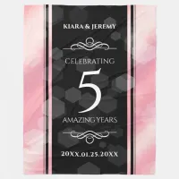 Elegant 5th Rose Quartz Wedding Anniversary Fleece Blanket