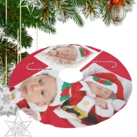 Baby Candy Cane Your Custom Family Photos Brushed Polyester Tree Skirt