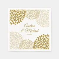 Gold & Champagne Floral Wedding Napkins