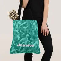 Monogram Name on Green Camo | Tote Bag