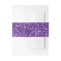 Faux Royal Purple Glitter Invitation Belly Band