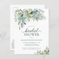 Eucalyptus Green Blue Bridal Shower Invitation